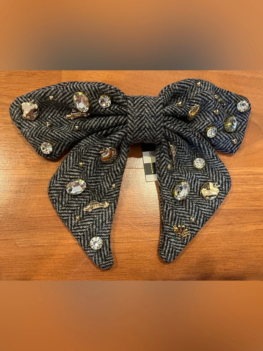 Lele Sadoughi New York City Concrete Jungle Crystal Bow Barrette - NWT